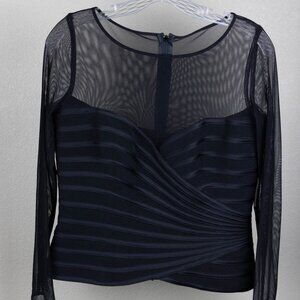 🖤 JS Signature Sheer Mesh Illusion Top – Black, Size 14